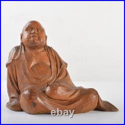 Wood Carving Bodhidharma Daruma Buddhism Sculpture H6inch Japan Antique