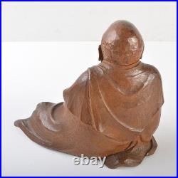 Wood Carving Bodhidharma Daruma Buddhism Sculpture H6inch Japan Antique