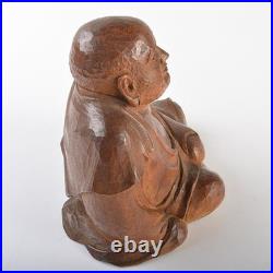 Wood Carving Bodhidharma Daruma Buddhism Sculpture H6inch Japan Antique