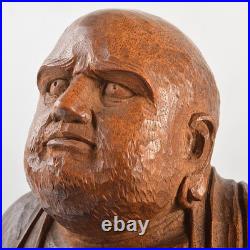 Wood Carving Bodhidharma Daruma Buddhism Sculpture H6inch Japan Antique