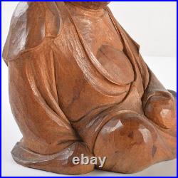 Wood Carving Bodhidharma Daruma Buddhism Sculpture H6inch Japan Antique