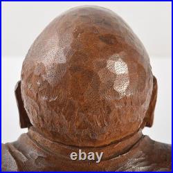 Wood Carving Bodhidharma Daruma Buddhism Sculpture H6inch Japan Antique