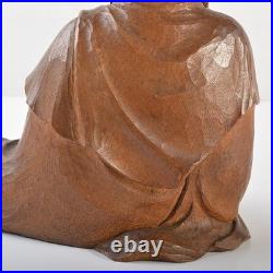 Wood Carving Bodhidharma Daruma Buddhism Sculpture H6inch Japan Antique