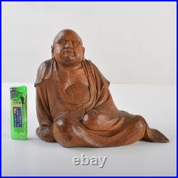 Wood Carving Bodhidharma Daruma Buddhism Sculpture H6inch Japan Antique
