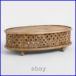 Wood Carving Coffee Table, Home Antique Coffee Table, Round Tribal Carved