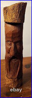 Wood Carving Dick Nelson Old Man World Renowned Vintage Art Sculpture