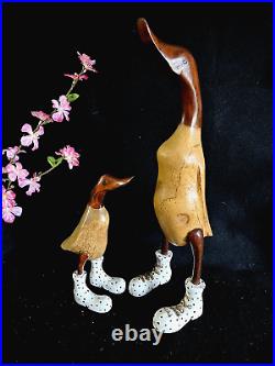 Wood Carving Ducks in Polka Dot boots (set of 2 ducks) Wood Carving Ducks in Polka Dot boots (set of 2 ducks)