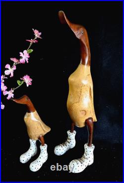 Wood Carving Ducks in Polka Dot boots (set of 2 ducks) Wood Carving Ducks in Polka Dot boots (set of 2 ducks)