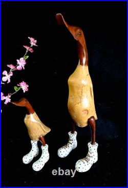 Wood Carving Ducks in Polka Dot boots (set of 2 ducks) Wood Carving Ducks in Polka Dot boots (set of 2 ducks)