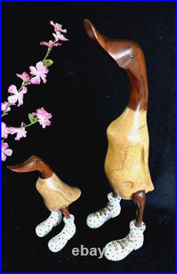 Wood Carving Ducks in Polka Dot boots (set of 2 ducks) Wood Carving Ducks in Polka Dot boots (set of 2 ducks)