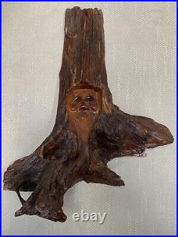 Wood Carving Folk Art Tree Spirit Old Man Hand Carved