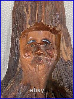 Wood Carving Folk Art Tree Spirit Old Man Hand Carved