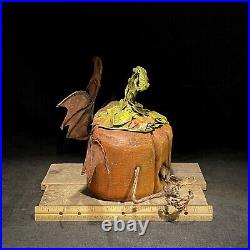 Wood Carving Folk Art Whimsical Pumpkin Halloween Decor