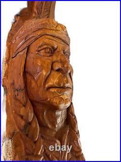 Wood Carving Man Tree Spirit Elder Signed Rex Branson The Watcher Folk Art 2003