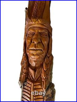 Wood Carving Man Tree Spirit Elder Signed Rex Branson The Watcher Folk Art 2003