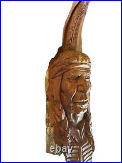 Wood Carving Man Tree Spirit Elder Signed Rex Branson The Watcher Folk Art 2003