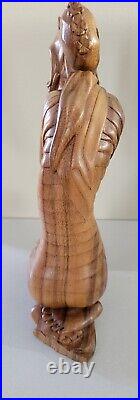 Wood Carving Of Praying Woman Handcrafted Solid Puja Wood Made In LEMPUG Yoga
