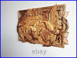 Wood Carving Sculpture Art Nature Wood Carving Home Decor Wall Art Birds Carving