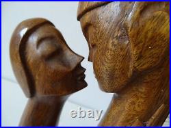 Wood Carving Sculpture Man/woman The Kiss Not Signed