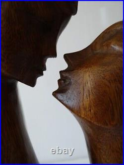 Wood Carving Sculpture Man/woman The Kiss Not Signed