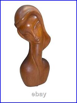 Wood Carving Sculpture Woman Jose P. Alcantara Philippines Vintage Rare Large