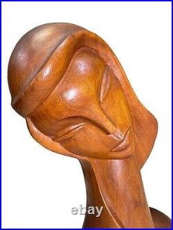 Wood Carving Sculpture Woman Jose P. Alcantara Philippines Vintage Rare Large