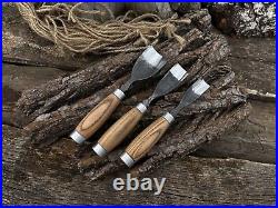 Wood Carving Tools Set 3 PCS. Forged Bent Gouges. Spoon Carving Tools. Woodwork
