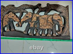 Wood Elephant Wall Hanging Beautiful Wall Art Home Decor Hand Made Carving Gift