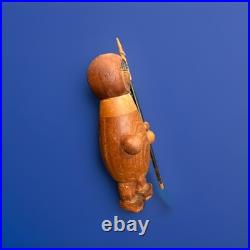 Wood Figurine Eskimo Rare Arne Tjomsland Eskimo Wood Figurine With Spear, Norway