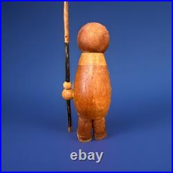 Wood Figurine Eskimo Rare Arne Tjomsland Eskimo Wood Figurine With Spear, Norway