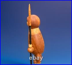 Wood Figurine Eskimo Rare Arne Tjomsland Eskimo Wood Figurine With Spear, Norway
