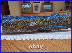 Wood Landscape Relief Carving Peaceful Tranquility Artwork