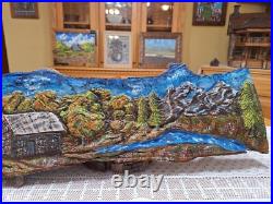 Wood Landscape Relief Carving Peaceful Tranquility Artwork