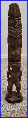 Wood Man Face Tribe Carving Statue