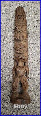 Wood Man Face Tribe Carving Statue