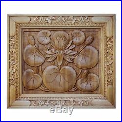 Wood Relief Panel'Lotus Blossom' Wall Sculpture Hand Carved 17 NOVICA Bali