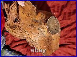 Wood Spirit Carving Face Mountain Man Sculpture Folk Art Crotch Of Cherry Tree