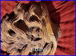 Wood Spirit Carving Face Mountain Man Sculpture Folk Art Crotch Of Cherry Tree