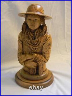 Wood Spirit Carving Sculpture YOUNG COWGIRL