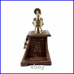 Wood Telephone with Carving, Medium, Brown