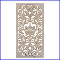 Wood Wall Sculpture Panel French Country Crown Hand Carved 48
