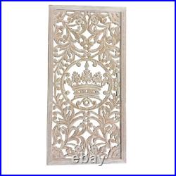 Wood Wall Sculpture Panel French Country Crown Hand Carved 48
