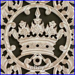 Wood Wall Sculpture Panel French Country Crown Hand Carved 48