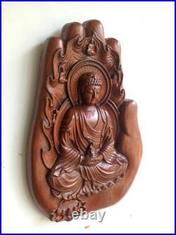 Wood carved buddha wall hanging home decor art sculpture gift plaque