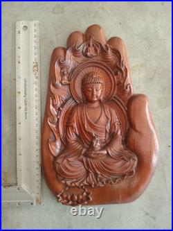 Wood carved buddha wall hanging home decor art sculpture gift plaque