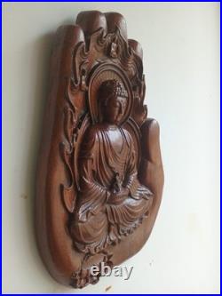Wood carved buddha wall hanging home decor art sculpture gift plaque