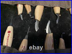 Wood carving lot including flexcut knives. Occ knives and Heineken wood