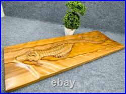 Wooden Alligator with Big Swamp Energy Rustic 3D Wood Carving Wooden Wall Art