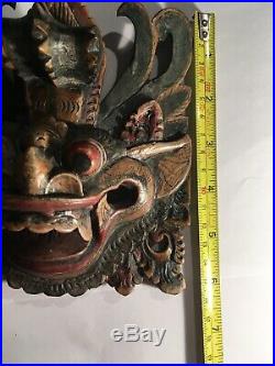 Wooden Carving Far East Dragon Head Painted Wood Carved