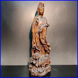 Wooden Chinese Kwan-Yin Statues Figurines Quan Yin Statues Buddha Carving